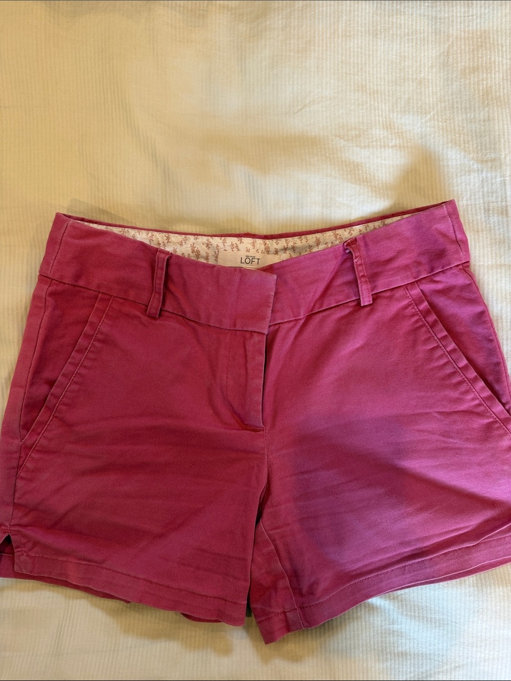 LOFT Fuchsia Cotton Chino Bermuda Shorts